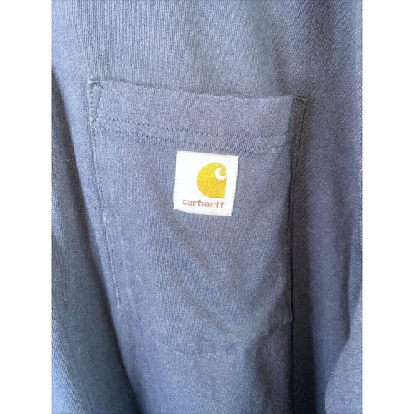 Carhartt Henley shirt Reg Heavyweight Long Sleeve Pocket Mens 2XL XXL Blue - Picture 3 of 7